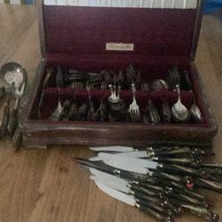 Phoniex Bird 1940,s Sterling Silver Silverware / Serving Spoons/ Knives / Desert Forks