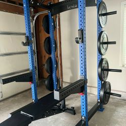 NEW Half Rack Squat Rack For Home Gym Bumper Plates Adjustable Bench Rubber Flooring Mats Dumbbells Kettlebells Olympic Weights 