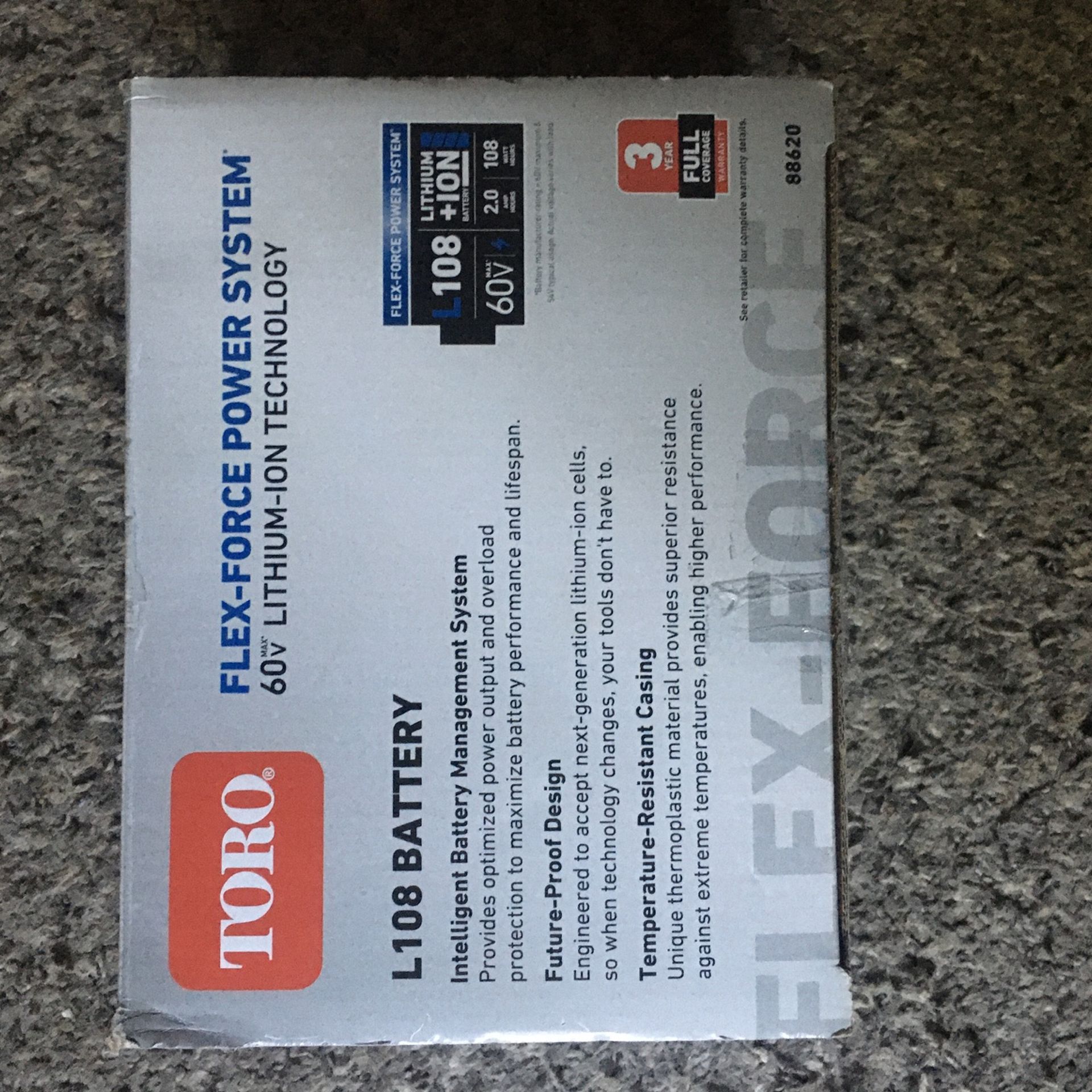 TORO  L108 BATTERY 60 V Flex - Force Power system