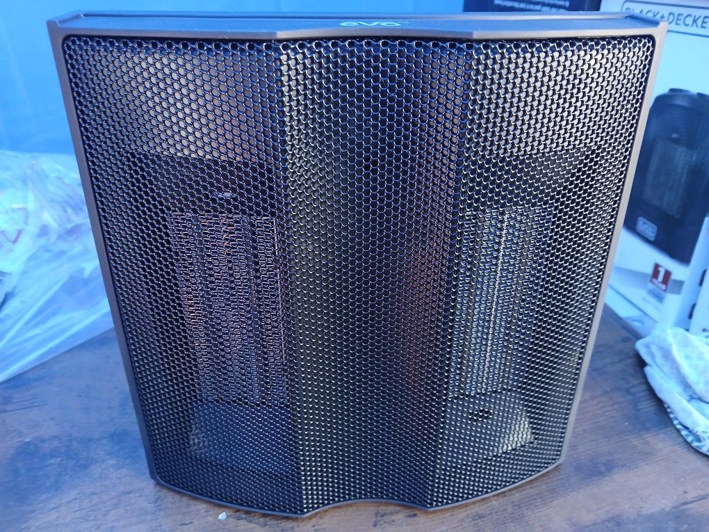 New EVO Twin Ceramic Heat Logic Heater (5 Temperature Settings) – Tip Over Cutoff Switch.