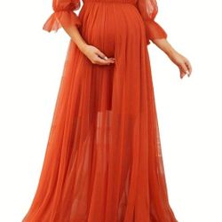 Maternity Dress Orange Size L