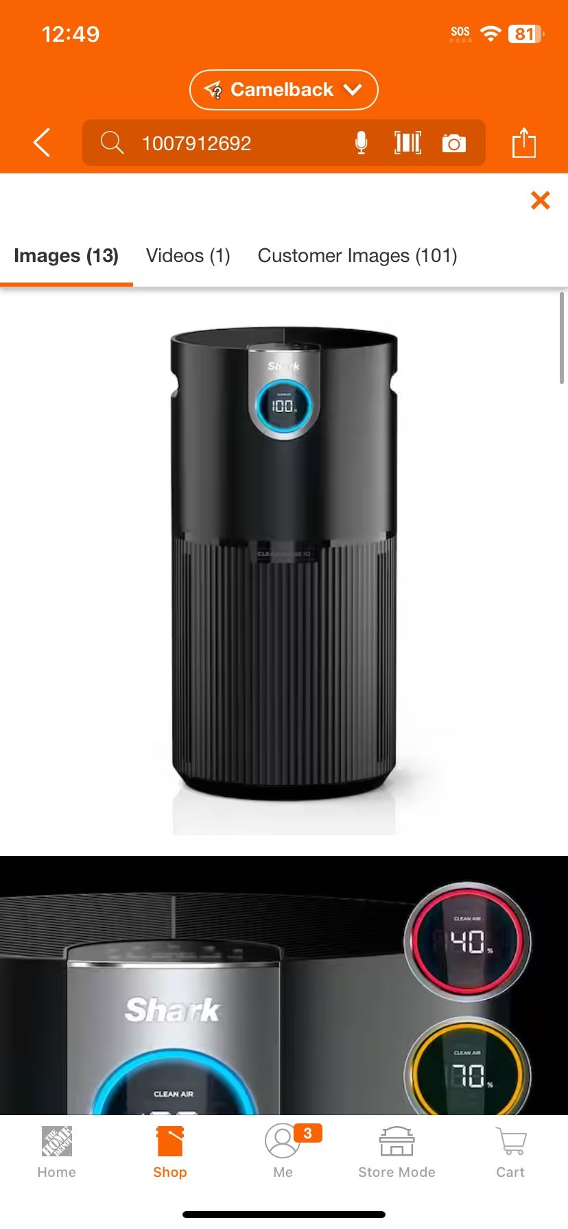 True Console 1000 sq. ft. HEPA Filter Air Purifier and Cleaner in Blacks with True NanoSeal, Cleansense IQ and Odor Lock