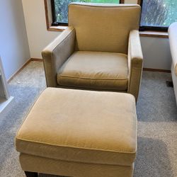 Crate & Barrel Chair With Ottoman
