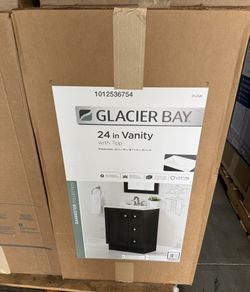 Glacier Bay Bannister 25 in. Single Sink Dusk Bath Vanity with White Cultured Marble Top (Assembled)