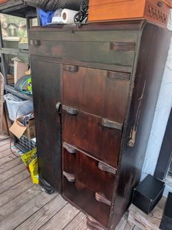 Vintage Art Deco Waterfall Chifforobe / Dresser Cabinet