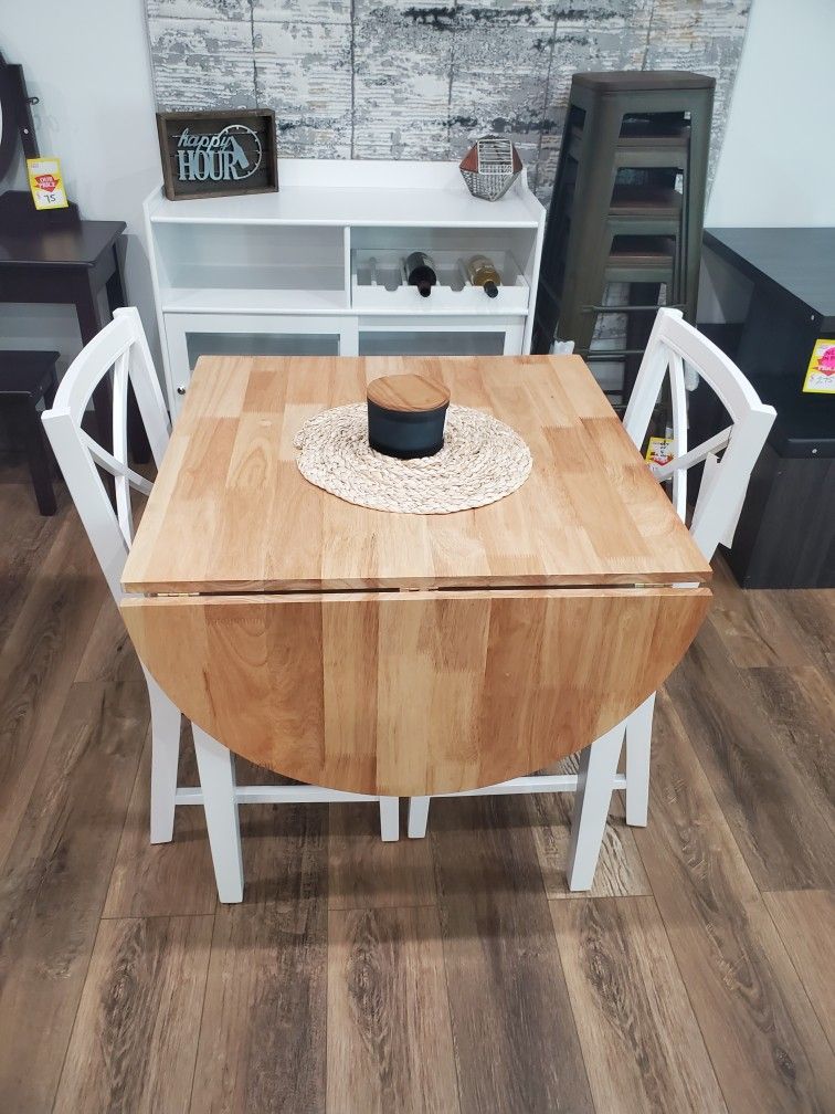Small 3 Pc Dining Set With Drop Down Leaf 
