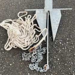 Danforth Anchor With Chain And Rode