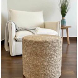 Hand Knitted Traditional Cord Boho Ottoman for Living Room 16"x16"x16"