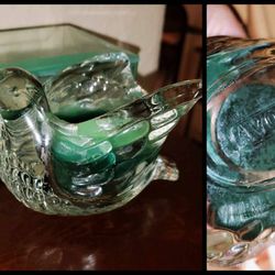 VINTAGE CLEAR GLASS BIRD DOVE AVON VOTIVE CANDLE HOLDER TABLE DECOR COLLECTABLE