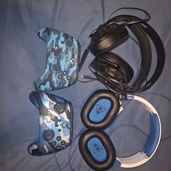 Wired Xbox controllers and headsets.