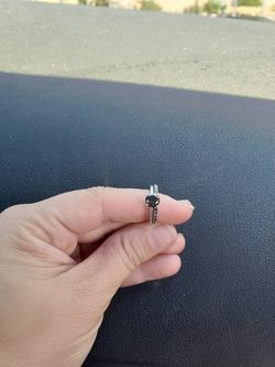Black diamond engagement and wedding band.