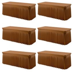 FrohFest 6 Pack Brown Spandex Fitted Tablecloth For 8ft Rectangle Tables