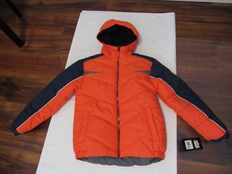 New Boys Youth 10/12 Orange/Blue Winter Jacket, Protection System