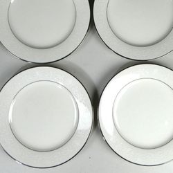 Noritake Ivory China Marseille 7550 Japan Set 8 Salad Plates/8 Dining Plates White Embossed