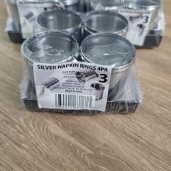 New silver napkin rings. Each pack has 4 napkin rings. Multiple packs are available.
All For $10