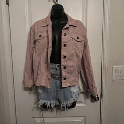 Pink Button Up Cropped Jacket 🌸