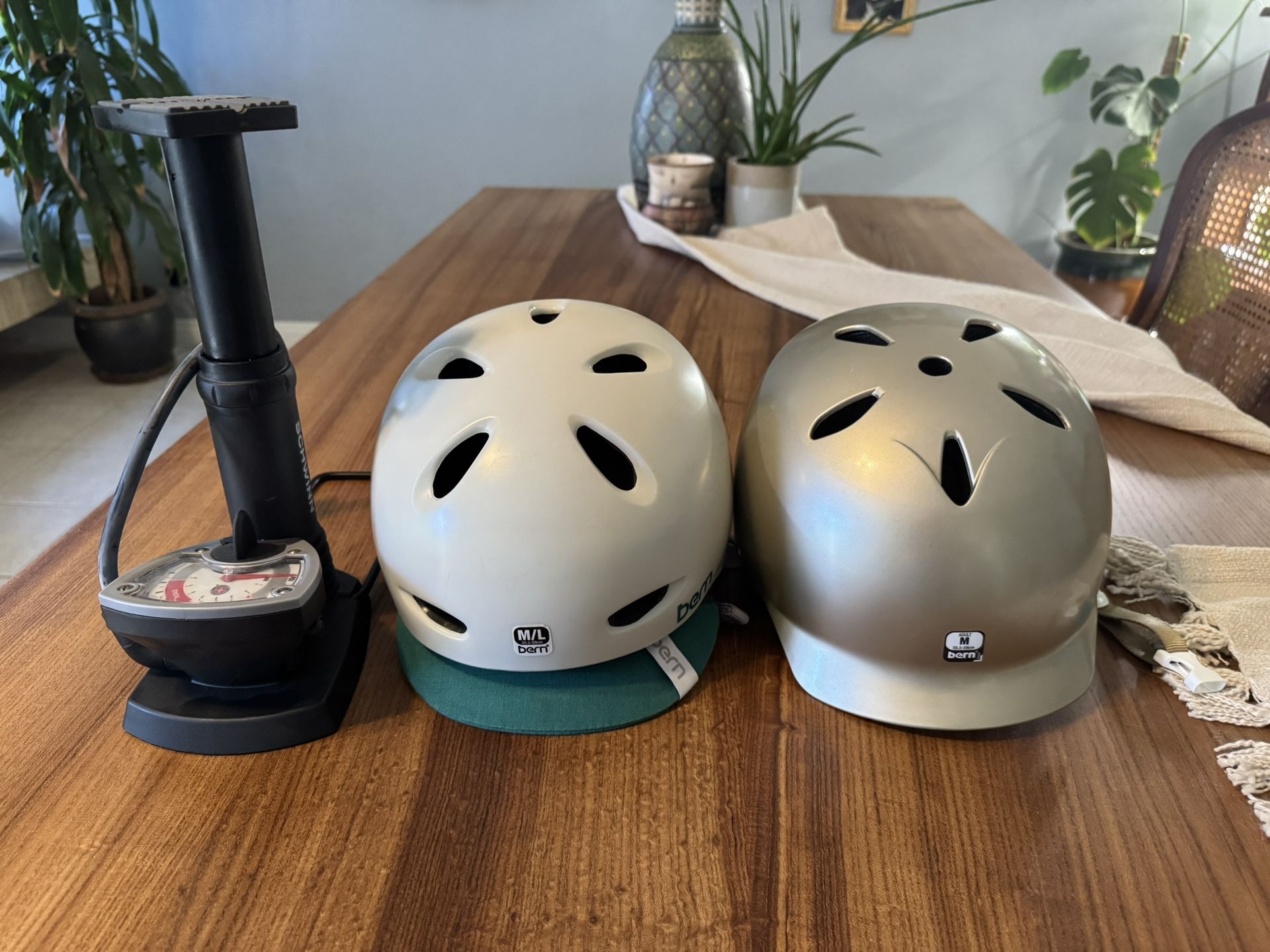 Bern Bicycle Helmets (M & M/L) + Bike Pump – Barely Used!