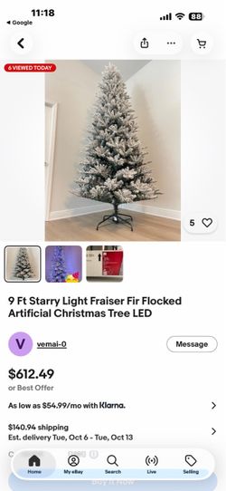9 Ft Starry Light Fraiser Fir Flocked Artificial Christmas Tree LED