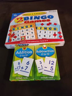 Children's Addition & Subtraction Math Games Bingo & Flash Cards