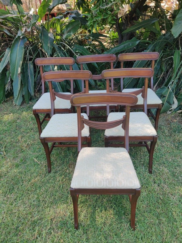 Tell City Antique Dining Mahogany Chairs Set Of Six