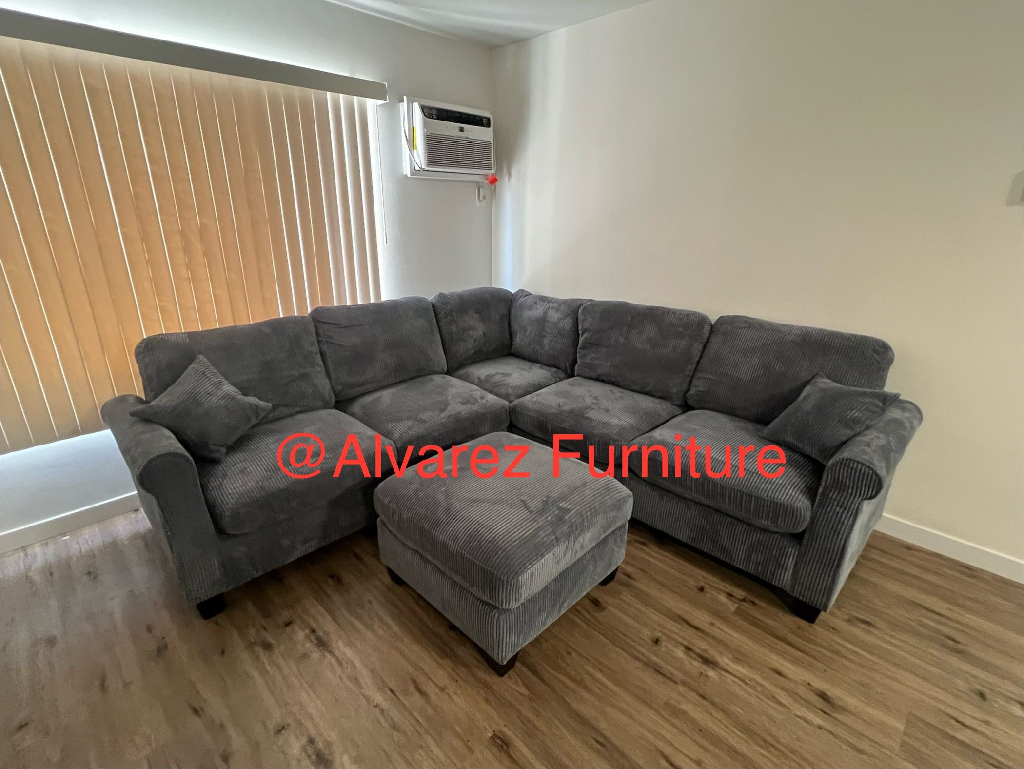 Corduroy Sectional Sofa With Ottoman