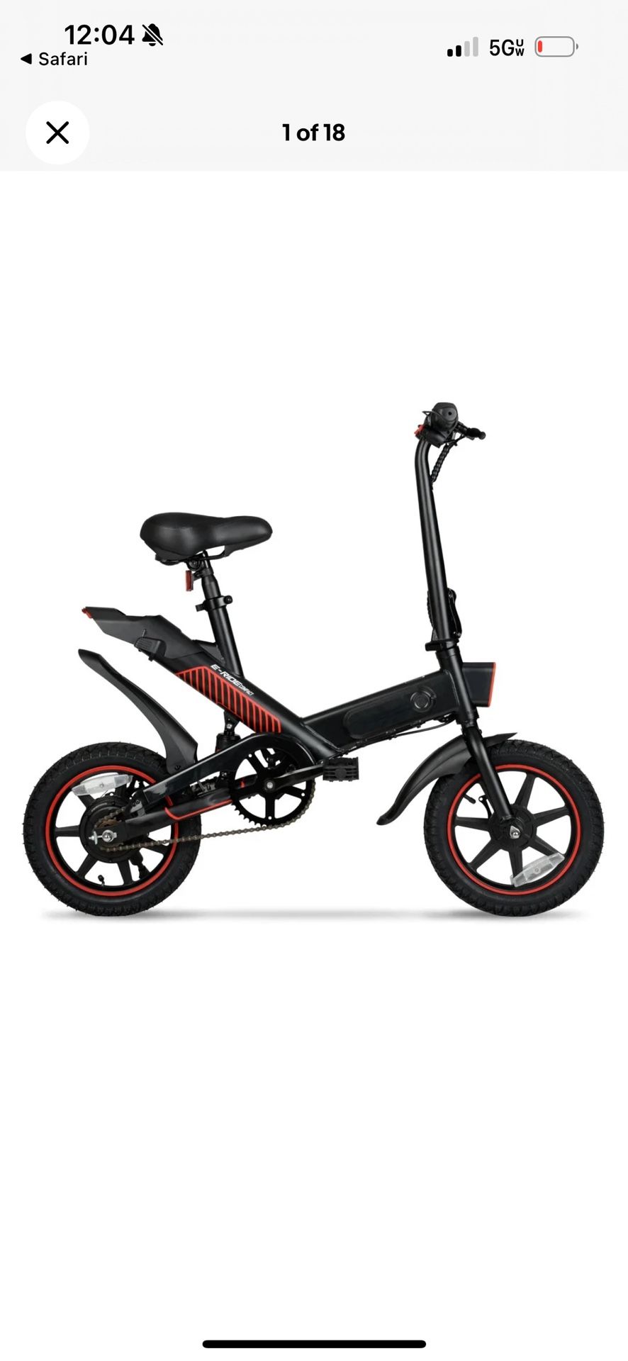 14in Hyper E-Ride Compact folding Electric Bike.  36 Volt 6 AH  UL 2849CERTIFIED