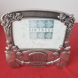 SixTrees Pewter 'Just Married' Car Photo Frame