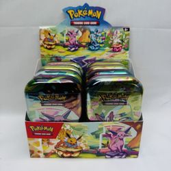 Pokémon prismatic evolutions mini tins, full display set