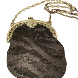 Vintage 1910/1920’s Silk Clutch Purse With Chain