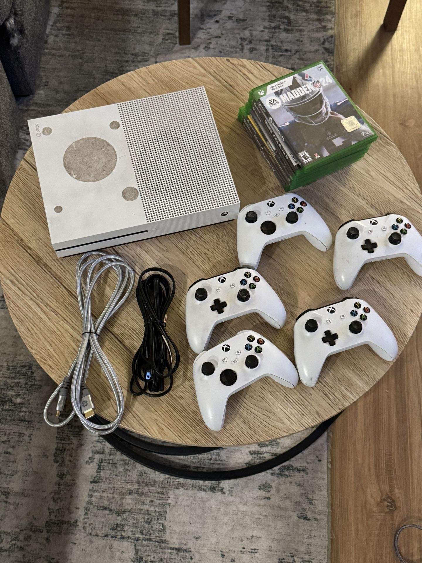 Xbox One S with Controllers and games