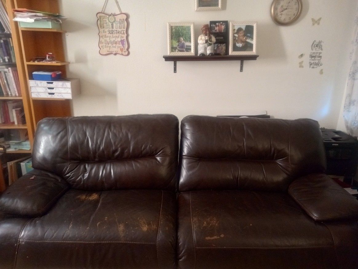 Brown Hide Leather Sofa