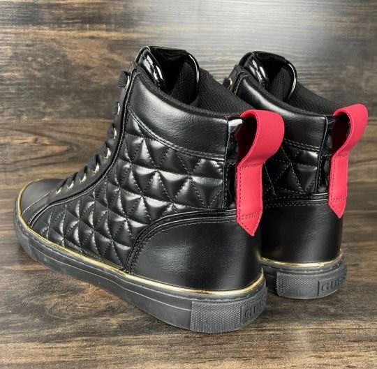 Guess Black Quilted Gold High Top Sneakers