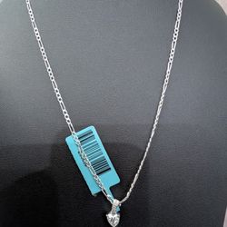 Solid Silver 18" Figaro Chain & Pendant