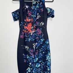 Navy Blue Flowered Dress