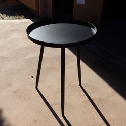 Round Side Table, Black End Table Metal