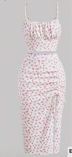2pc crop top with matching long skirt sz medium