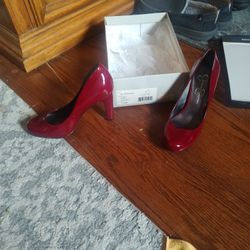 Excellent Condition Never Worn Pair Of 7 And 1/2 Women's Red High Heels