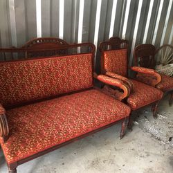 Vintage Parlor Set / Living room sofa and chairs