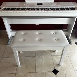 White Piano Bench With Storage