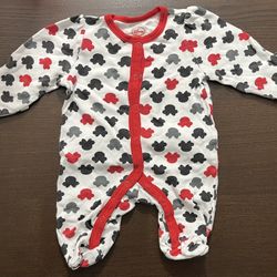 Disney Newborn Minnie Mouse Footed Snap Onesie with Hand Covers