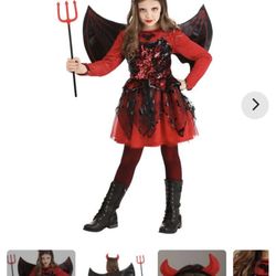 Girls Sparkling Devil Dress Costume - Like New