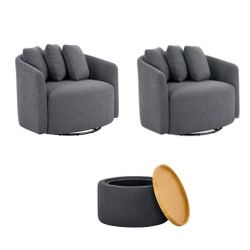 Set Of Swivel Accent Chair And Coffee Table  Gray NEW