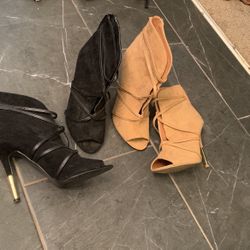 Heeled Peep-toe Booties 