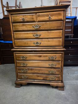 Rustic Solid Wooden 6 Drawer Tallboy Dresser