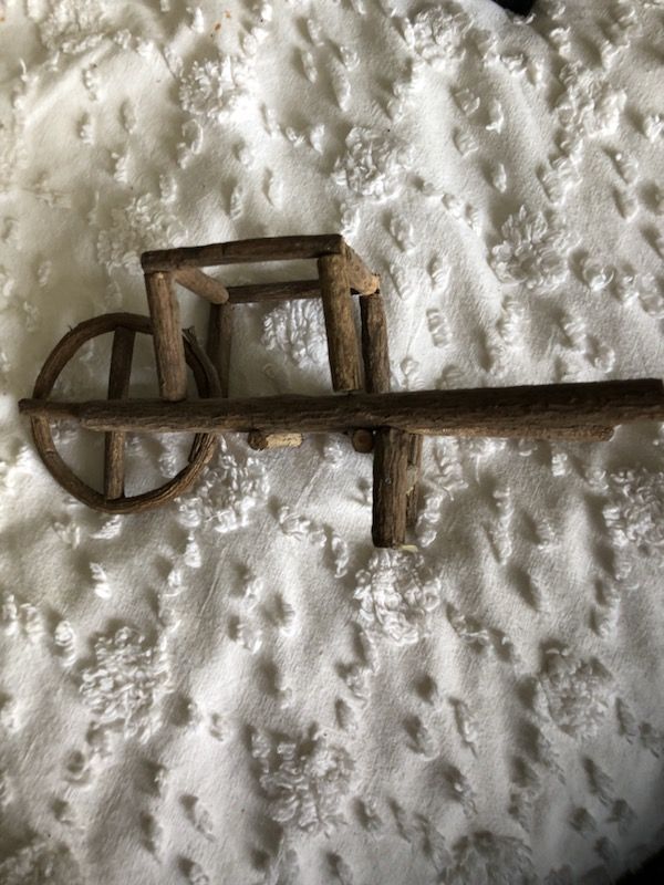 Handmade wooden wheelbarrow