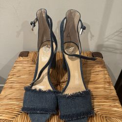 Vince Camuto Women's Frayed Denim Heels