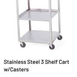 Stainless Steel 3 Shelf Cart w/Casters