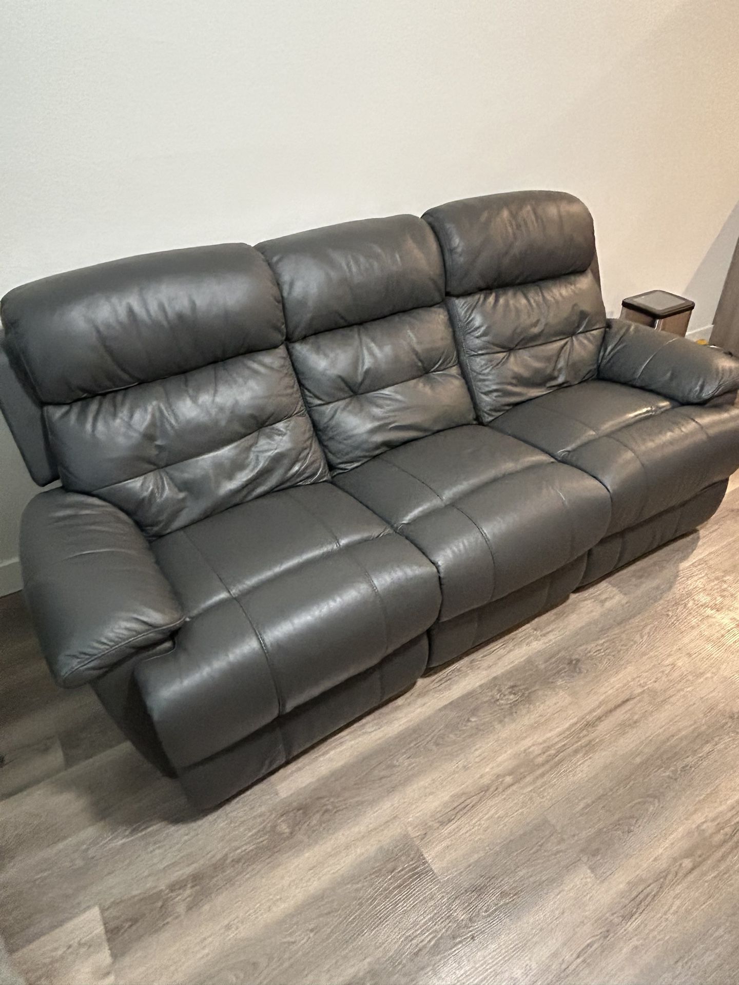 Grey Leather Recliner Couch