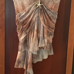 Feminine Sexy Mini Dress Or Long Top With Side Tail 