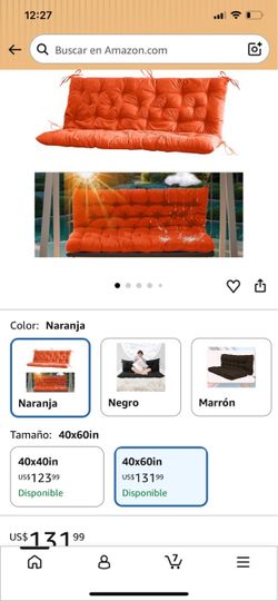Orange Tufted Bench or Patio Cushion